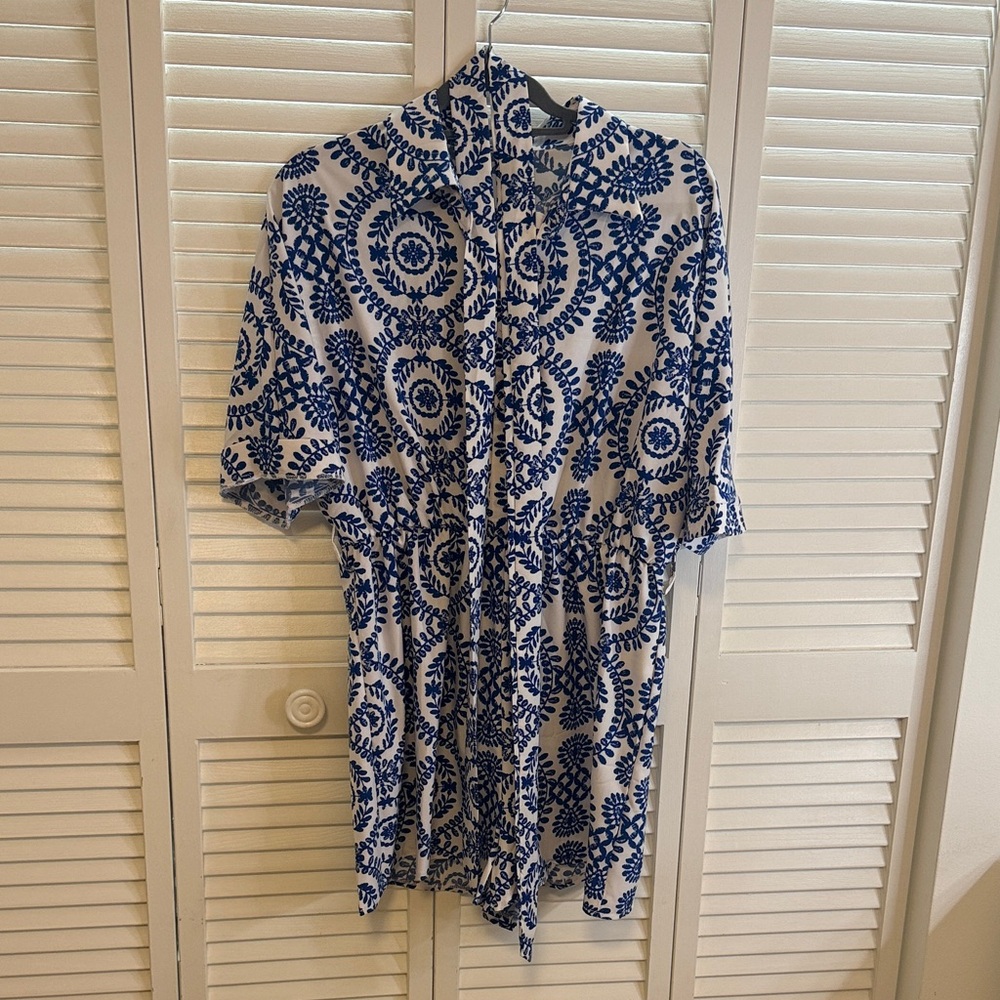 Blue and White Patterned Dress